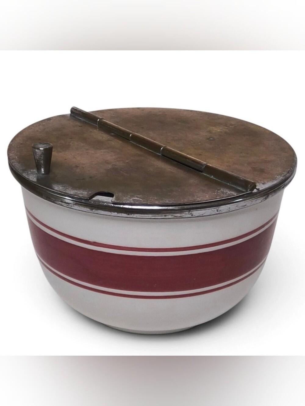 Jackson China Sugar Bowl Red Burgundy Stripe Flip Top Restaurant Diner Ware USA